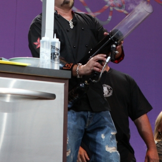 Guy Fieri and T-shirt Cannon