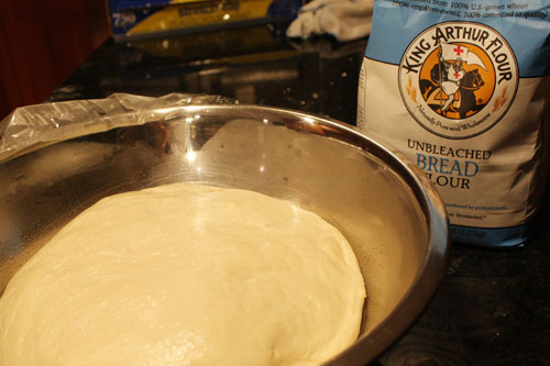 Pizza dough after first rising