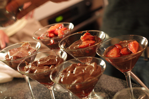 Dark Chocolate Mousse with Fresh Strawberries