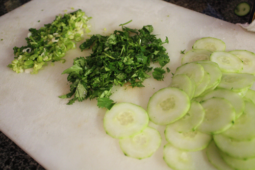 Cool greens: scallion, cilantro, cucumber