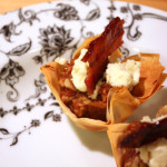 Walnut Date Cups with Candied Bacon
