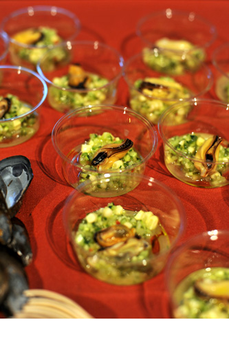 Mussels with sweet corn relish (Phil West, Range)