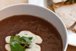 Black Bean Soup + Cilantro-Lime Yogurt Crema