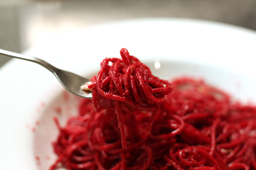 Roasted Beet Pasta with Brown Butter & Walnuts