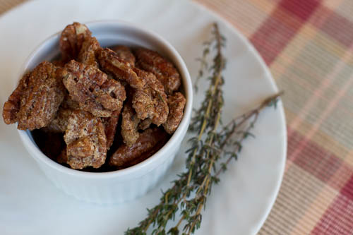 Brown Sugar and Thyme Roasted Pecans