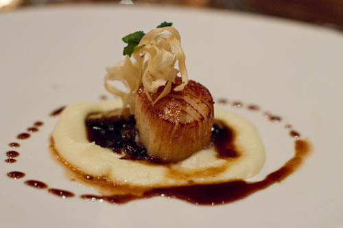 Pan Seared Day Boat Scallop in Foie Sauce