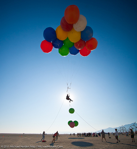 Ballonatic Ascent: Balloon Rides at Burning Man 2011 (Photo Credit: Michael Holden)