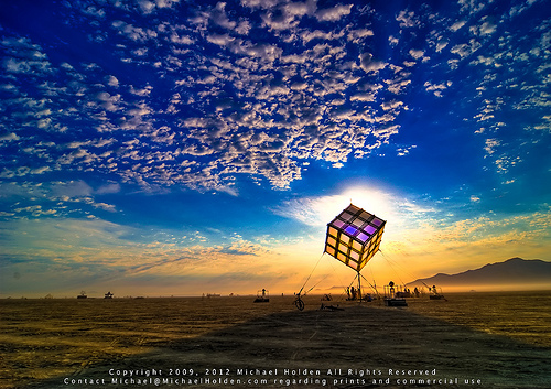 Groovik's Cube, Sunrise, Burning Man 2009 (Photo Credit: Michael Holden)