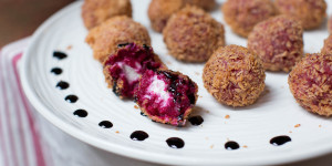 Roasted Beet and Goat Cheese Arancini with Balsamic Glaze